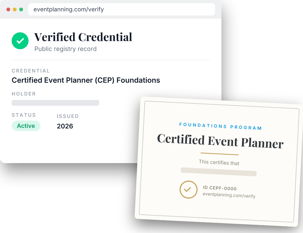 CEP Foundations certificate with its public registry verification page